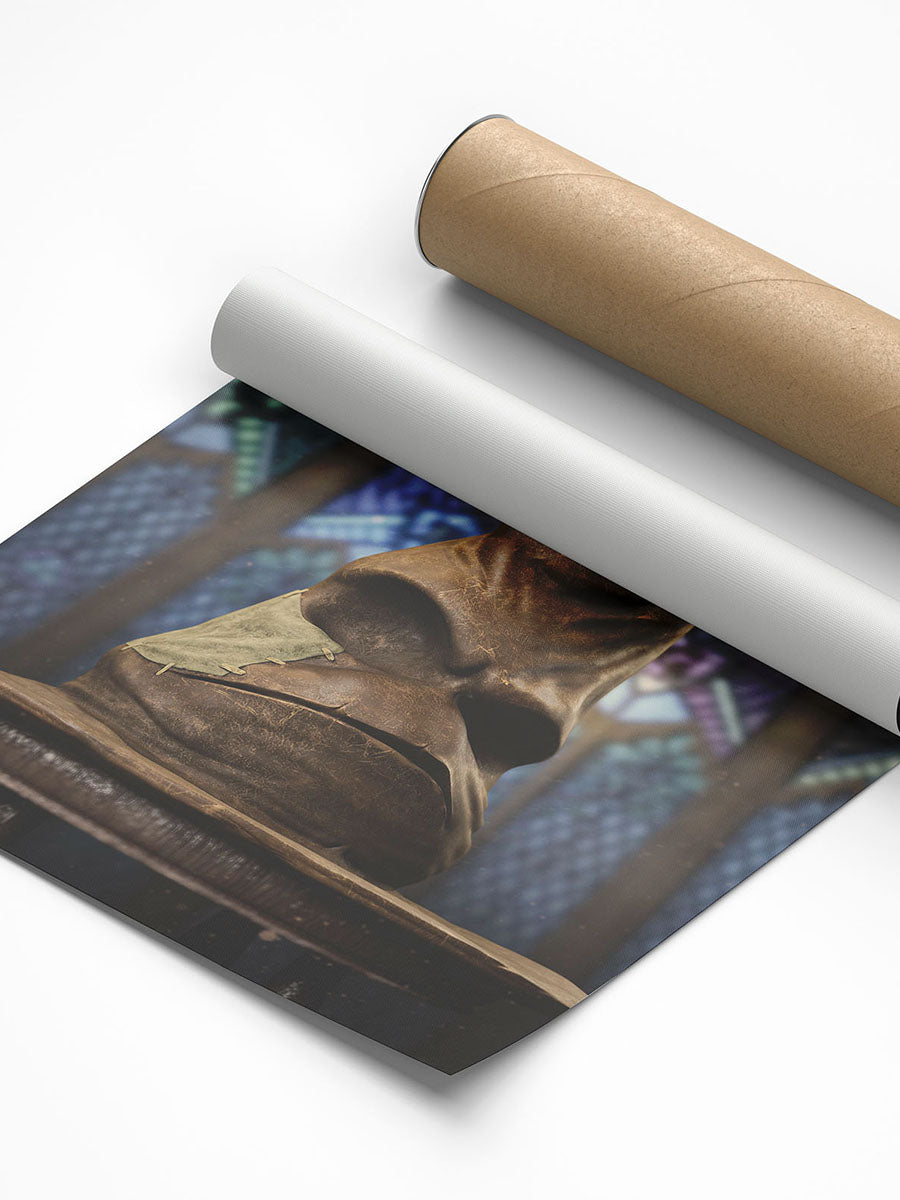 Roll of paper with a printed design of the Sorting Hat from Harry Potter