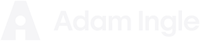 White text of logo Adam Ingle on transparent background